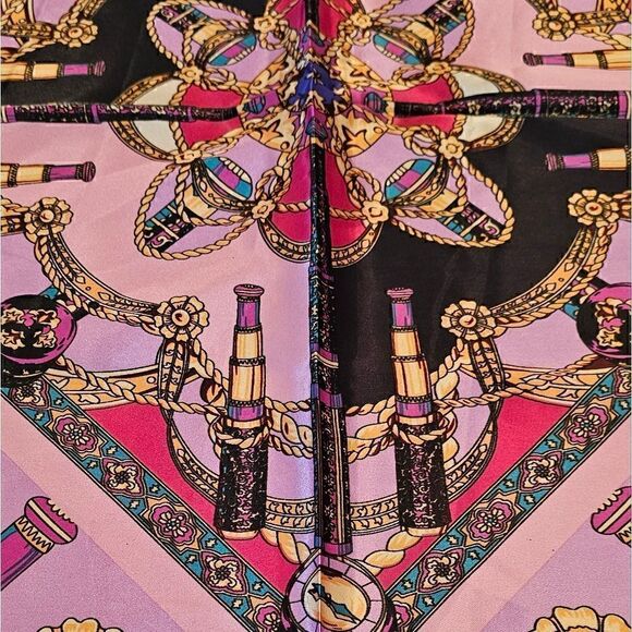 Womens Luxury SATIN Print SCARF Hair Scarf Neck Scarf Beach Wear 90cmX90cm NWT - Picture 3 of 11